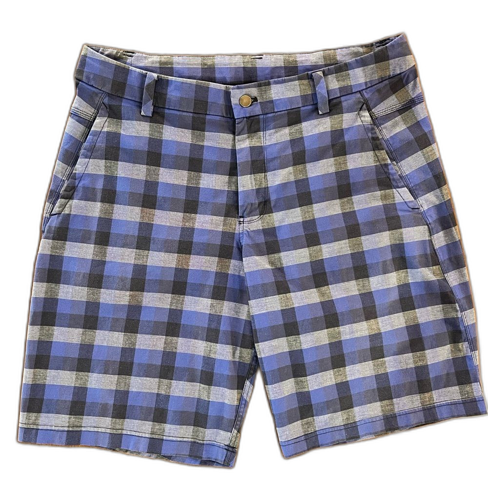 Lululemon Commission Shorts 10” Plaid Stretch Cotton Golf Blue Gray Men 38 Chino